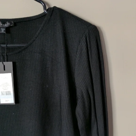 Dynamite Black Ribbed Open-Back Bodysuit - Picture 6 of 13